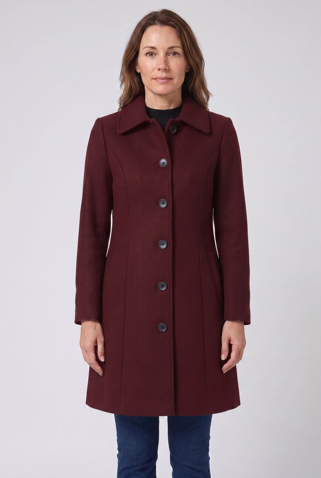 Women's Single Breasted Coat with Button Front and Collar