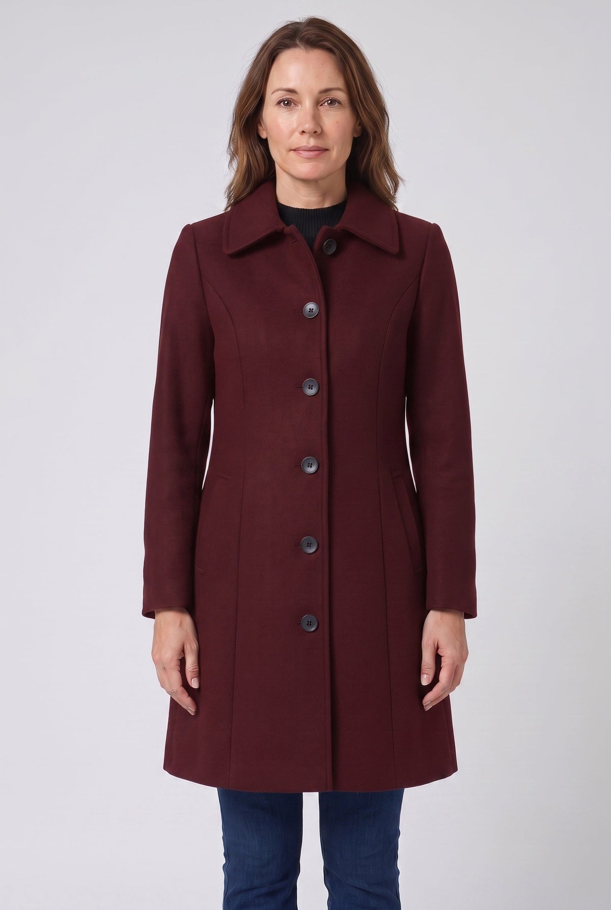 Women's Single Breasted Coat with Button Front and Collar