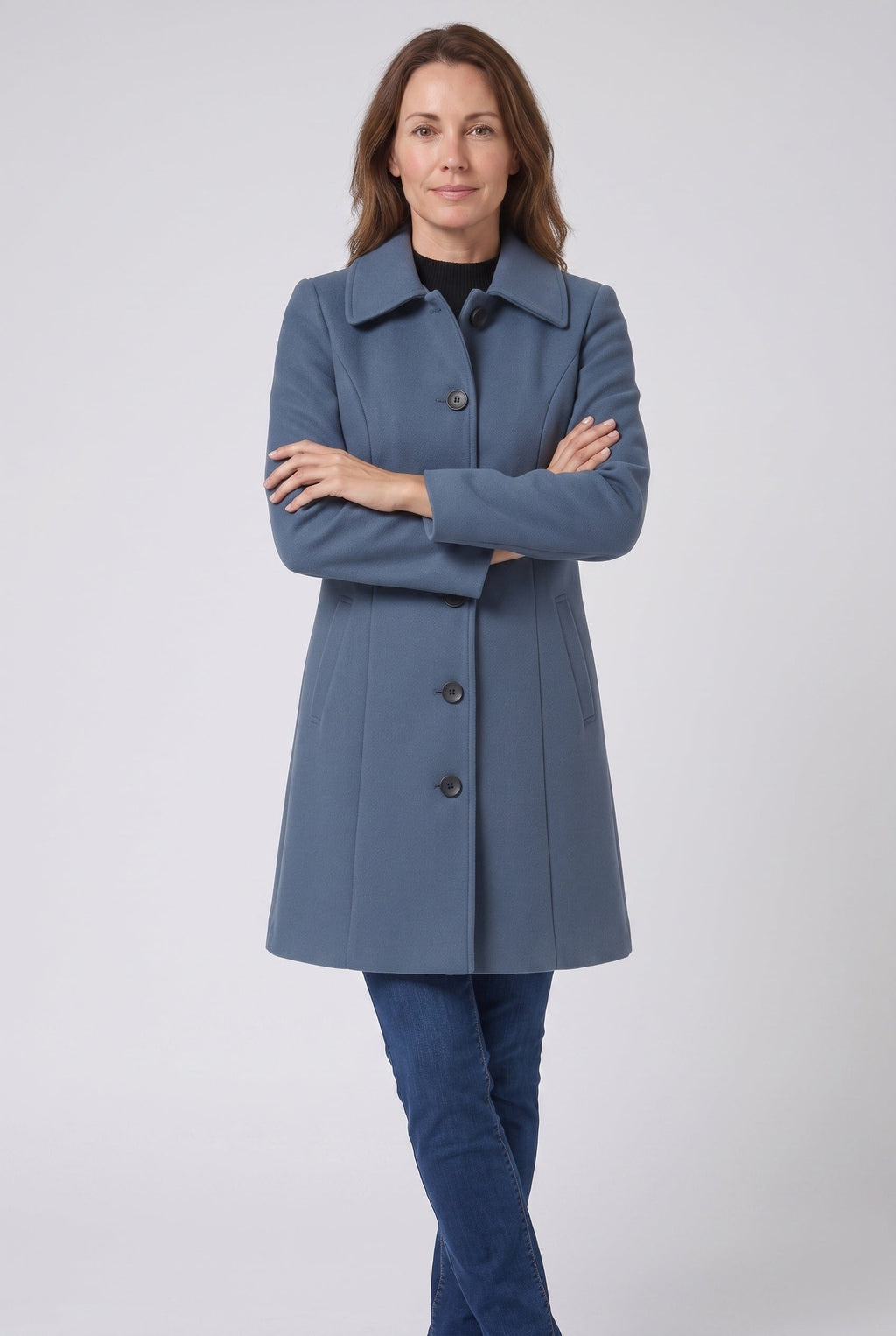 Women's Single Breasted Coat with Button Front and Collar