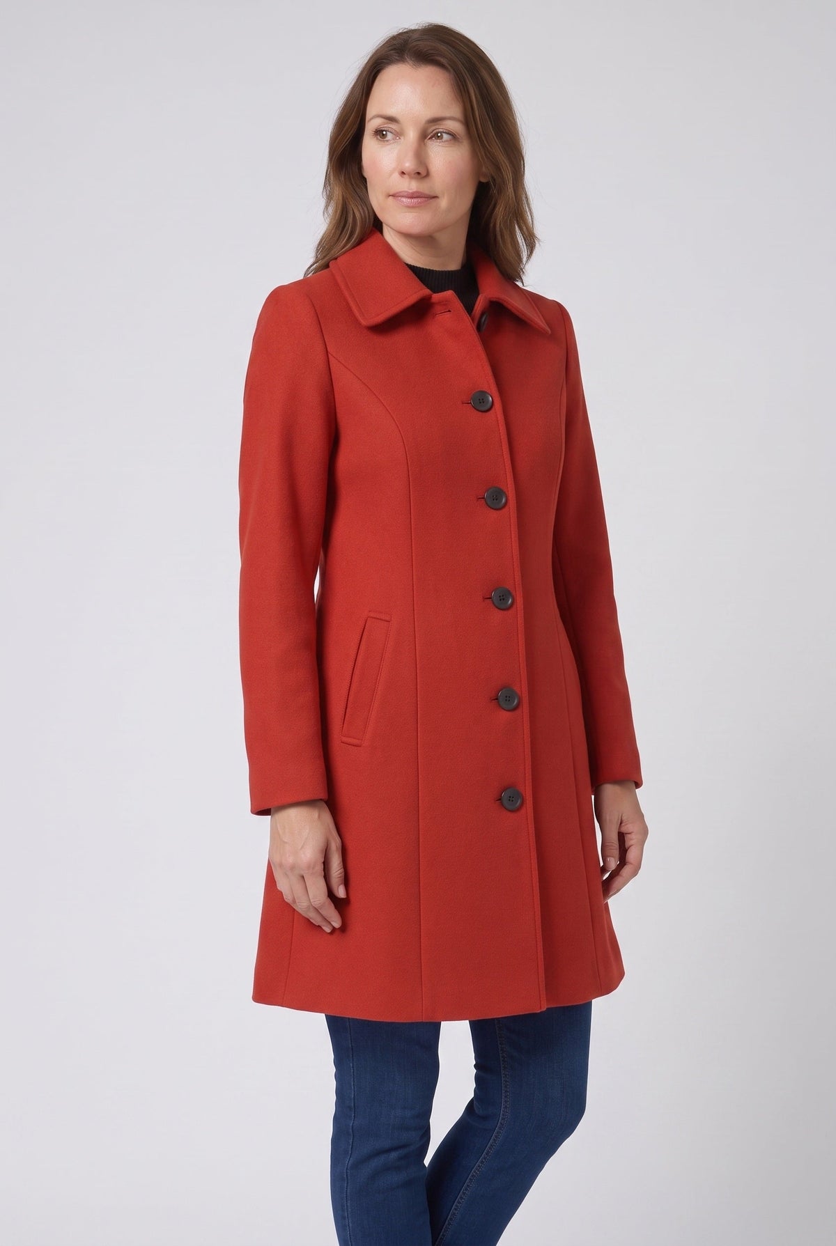 Women's Single Breasted Coat with Button Front and Collar