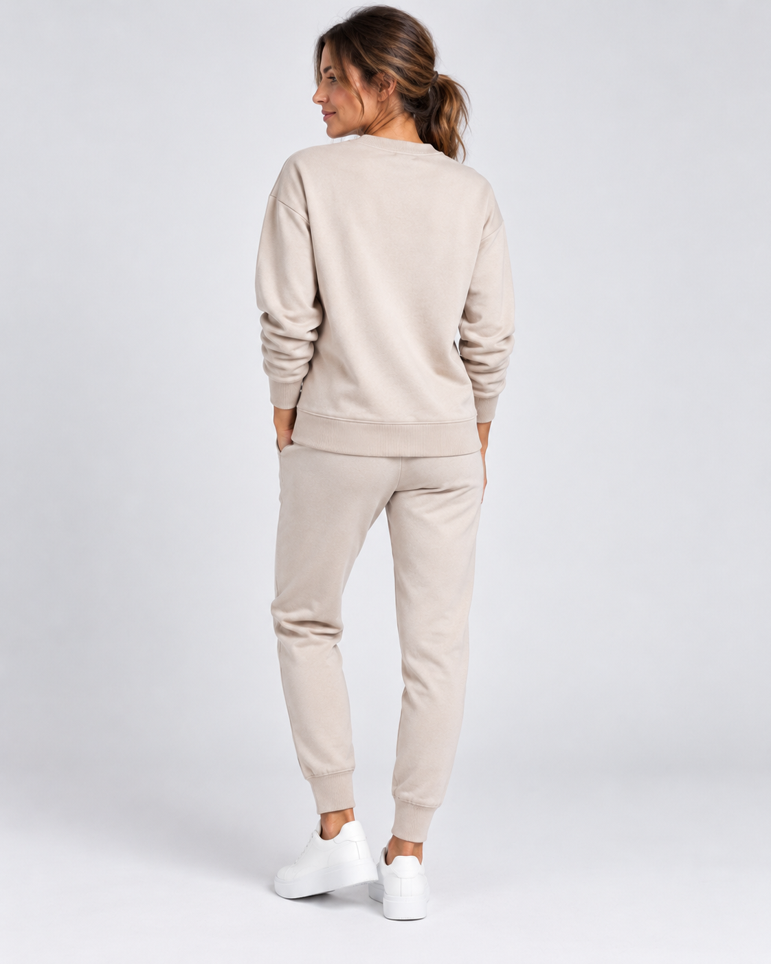 Women's Two Piece Loungewear Set with Sweatshirt and Cuffed Joggers