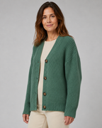 Women's Ribbed Knit Cardigan with V-Neck and Button Front