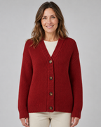 Women's Ribbed Knit Cardigan with V-Neck and Button Front