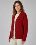 Women's Ribbed Knit Cardigan with V-Neck and Button Front