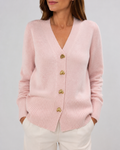 Women's V-Neck Knit Cardigan with Heart Buttons