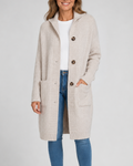 Women's Hooded Button Front Longline Knit Cardigan