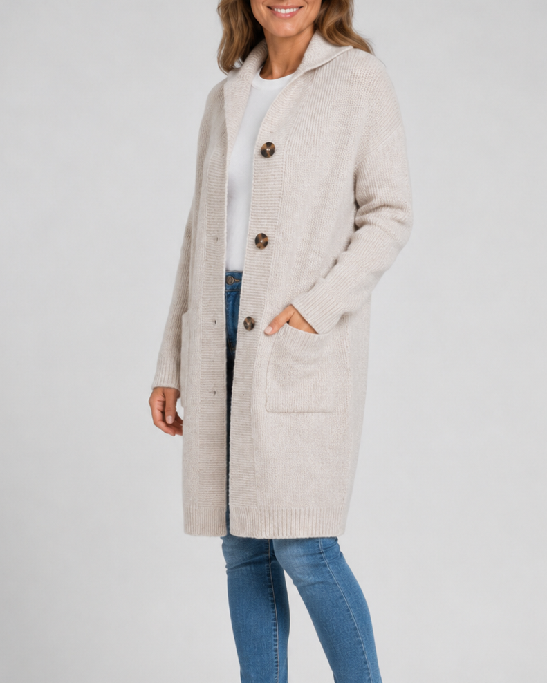 Women's Hooded Button Front Longline Knit Cardigan