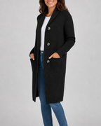 Women's Hooded Button Front Longline Knit Cardigan