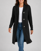 Women's Hooded Button Front Longline Knit Cardigan