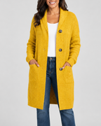 Women's Hooded Button Front Longline Knit Cardigan