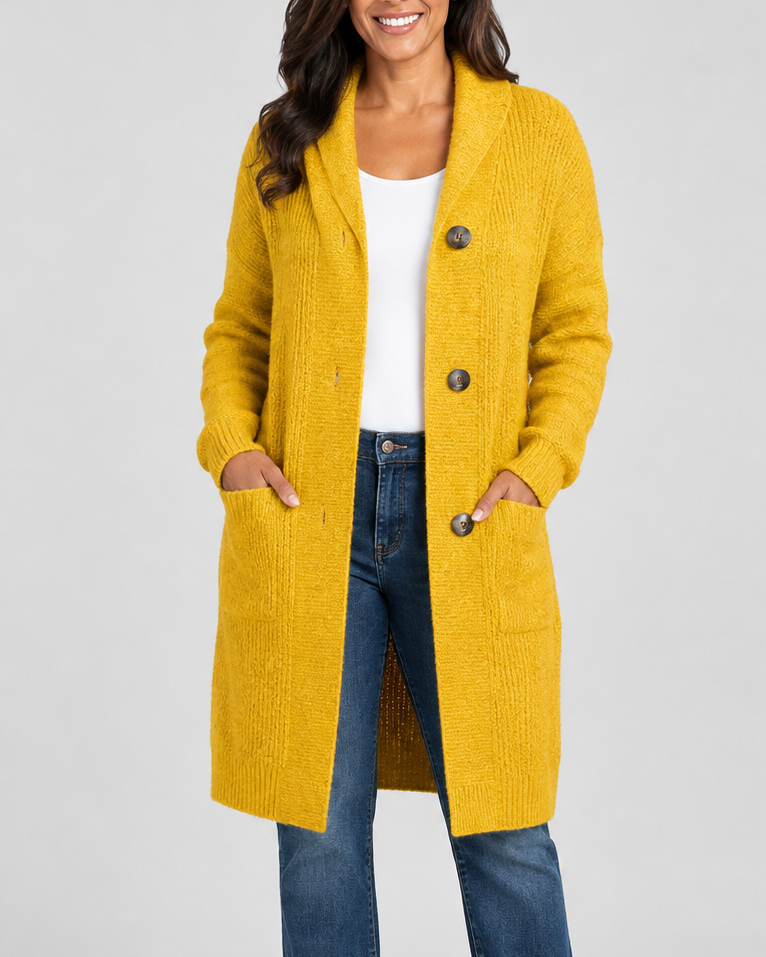 Women's Hooded Button Front Longline Knit Cardigan