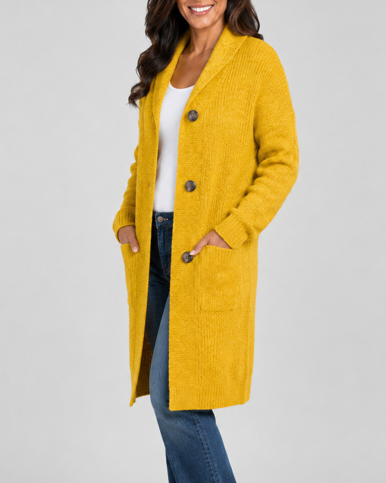 Women's Hooded Button Front Longline Knit Cardigan