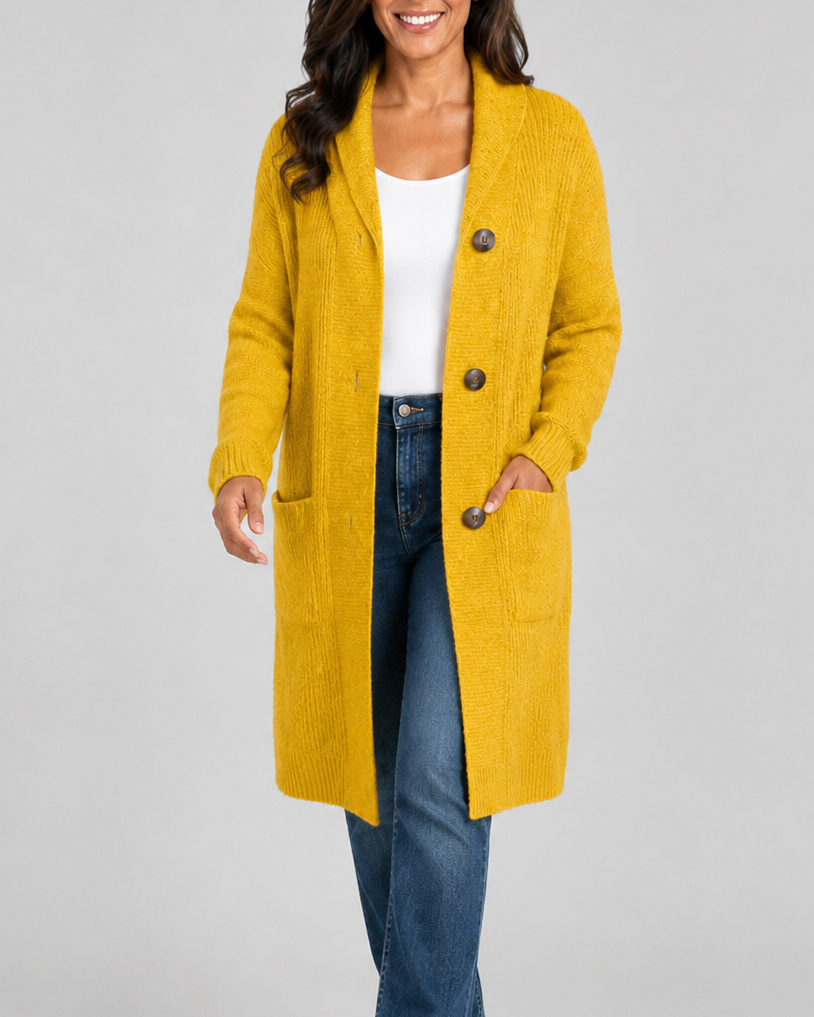 Women's Hooded Button Front Longline Knit Cardigan