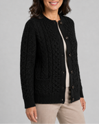 Women's Cable Knit Button Up Cardigan with Pockets