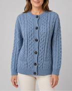 Women's Cable Knit Button Up Cardigan with Pockets