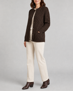 Women's Cable Knit Button Up Cardigan with Pockets