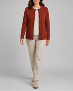 Women's Cable Knit Button Up Cardigan with Pockets