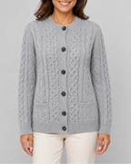 Women's Cable Knit Button Up Cardigan with Pockets
