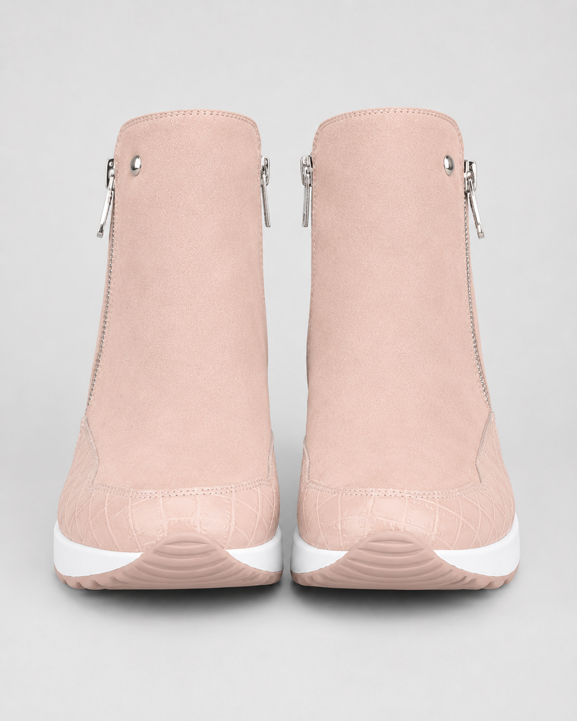 Women's Wedge Heel Sneaker Ankle Boots with Side Zip