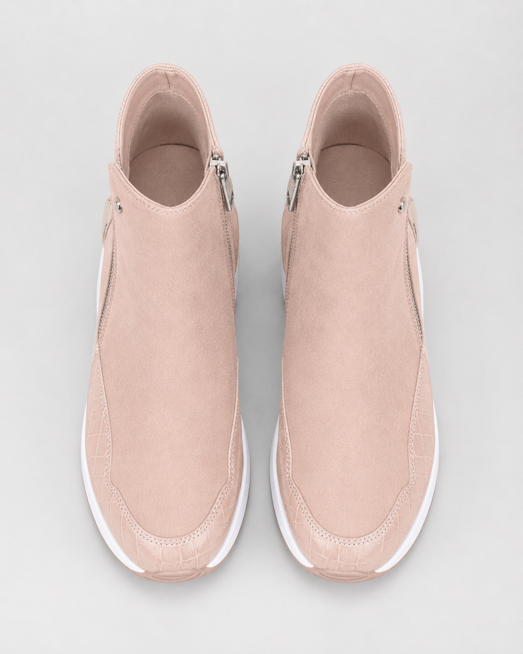Women's Wedge Heel Sneaker Ankle Boots with Side Zip