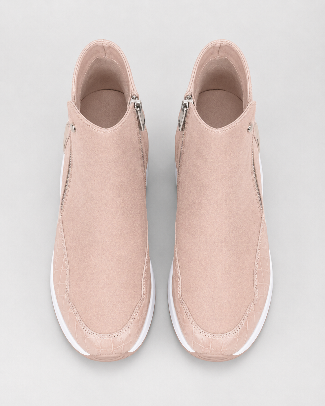 Women's Wedge Heel Sneaker Ankle Boots with Side Zip