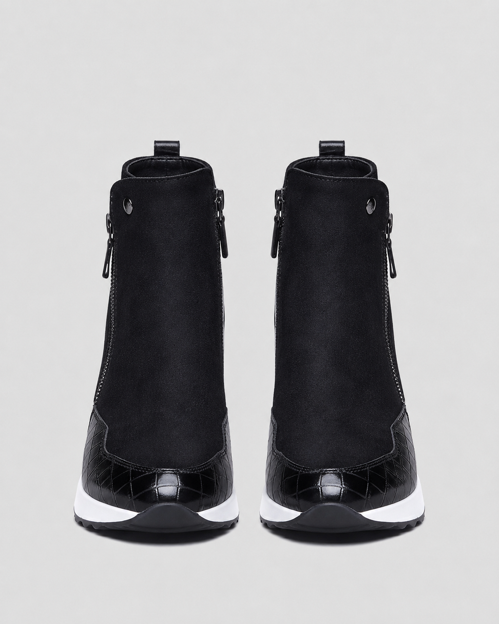 Women's Wedge Heel Sneaker Ankle Boots with Side Zip