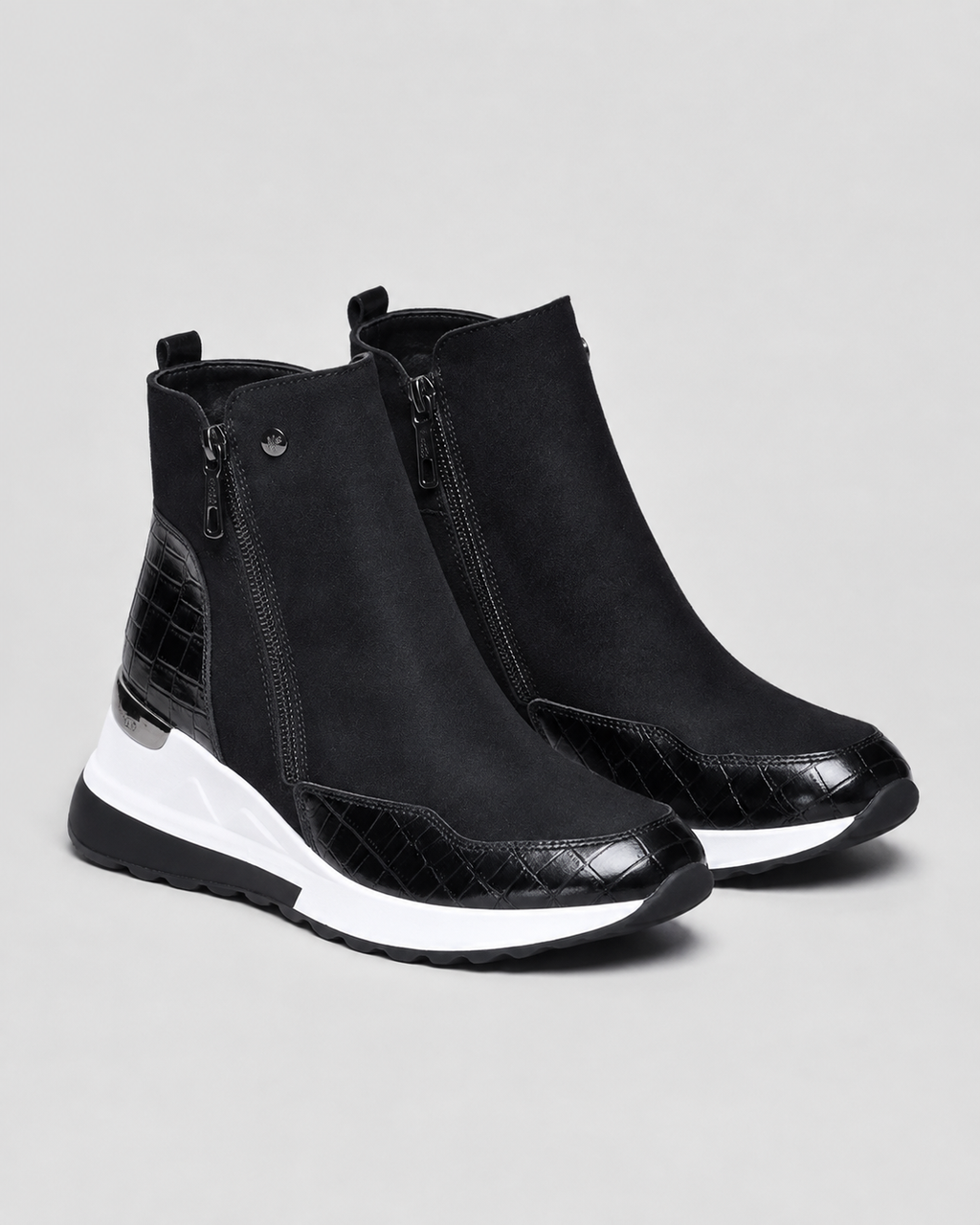 Women's Wedge Heel Sneaker Ankle Boots with Side Zip