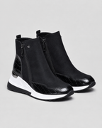Women's Wedge Heel Sneaker Ankle Boots with Side Zip