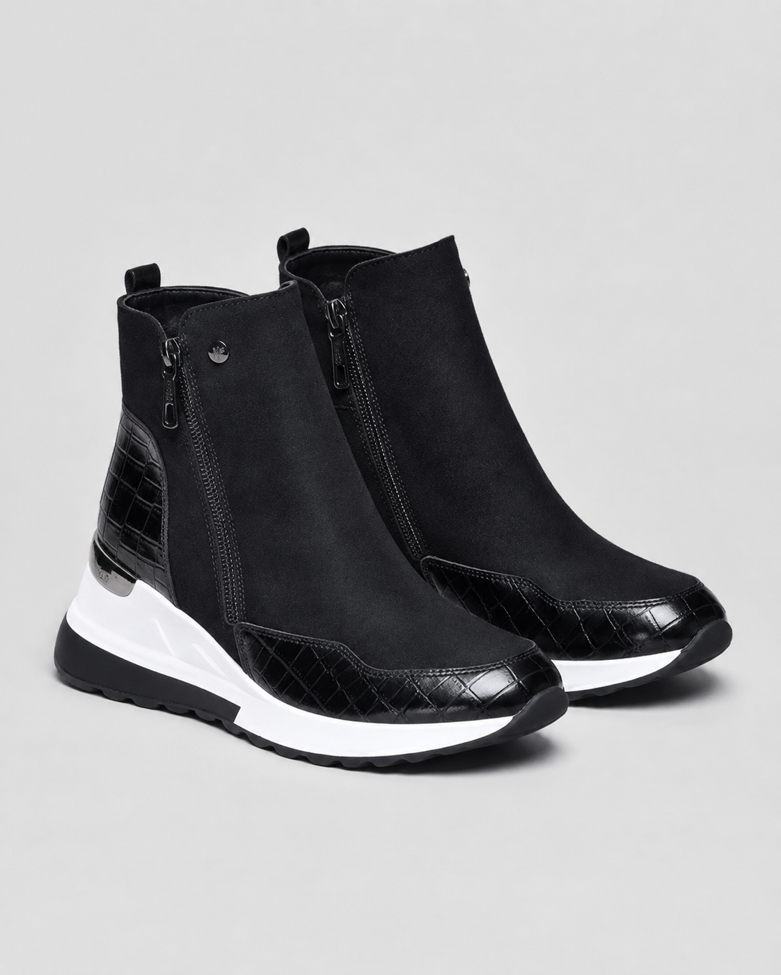 Women's Wedge Heel Sneaker Ankle Boots with Side Zip