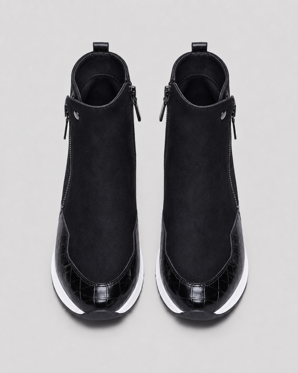 Women's Wedge Heel Sneaker Ankle Boots with Side Zip