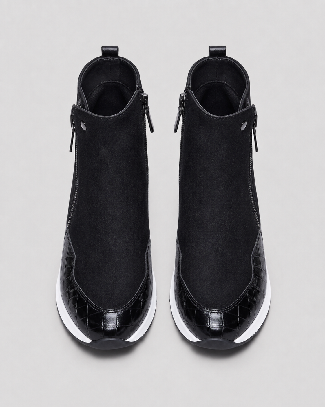 Women's Wedge Heel Sneaker Ankle Boots with Side Zip