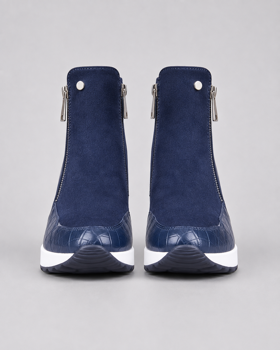 Women's Wedge Heel Sneaker Ankle Boots with Side Zip