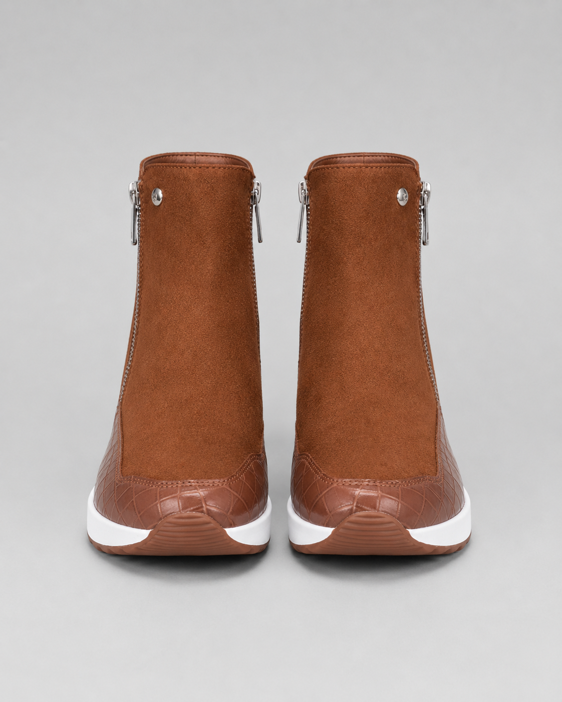 Women's Wedge Heel Sneaker Ankle Boots with Side Zip