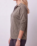 Women's Quarter Zip Lightweight Collared Pullover Jumper