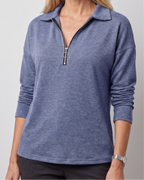 Women's Quarter Zip Lightweight Collared Pullover Jumper