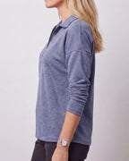 Women's Quarter Zip Lightweight Collared Pullover Jumper