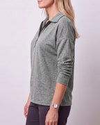 Women's Quarter Zip Lightweight Collared Pullover Jumper