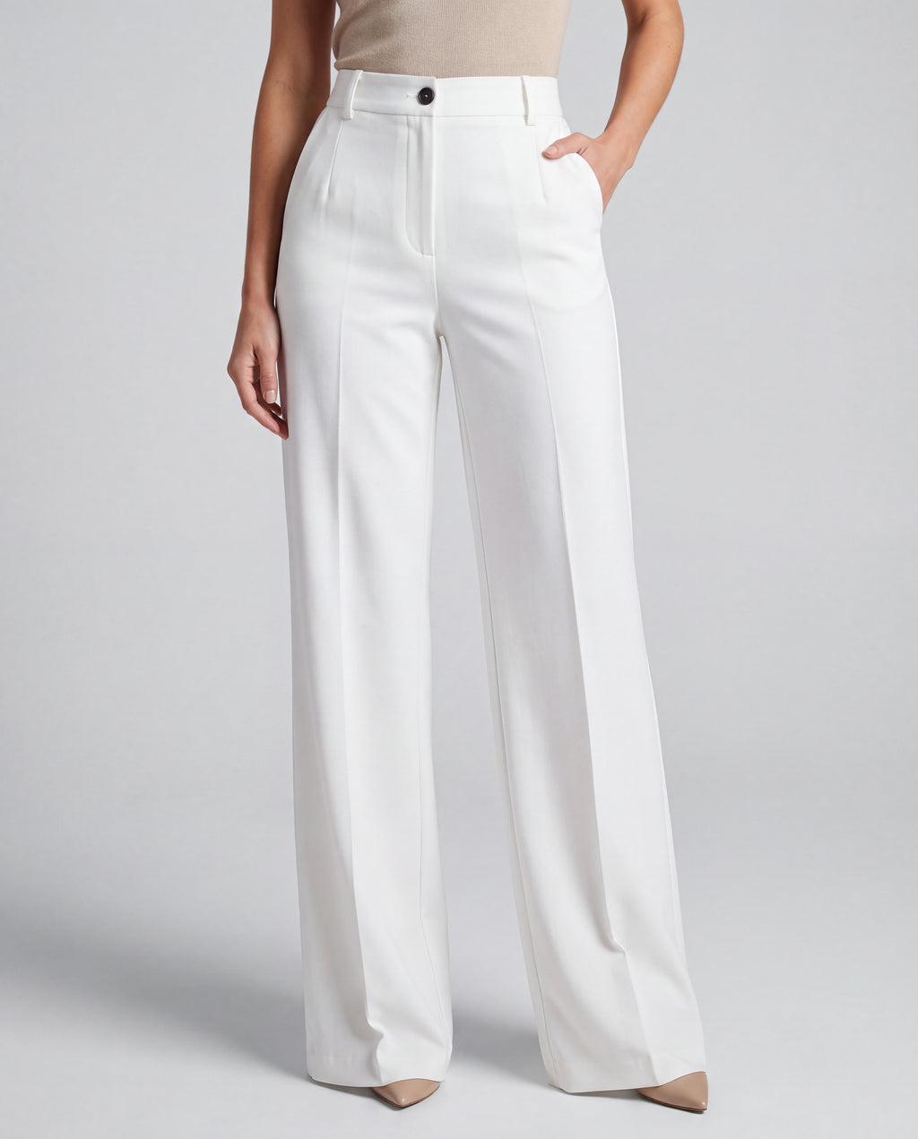 Women's High Waisted Straight Leg Tailored Trousers