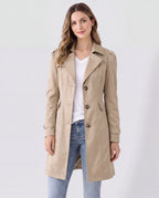 Women's Lightweight Lapel Collar Trench Coat with Button Front