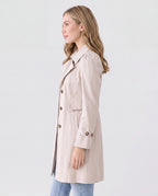 Women's Lightweight Lapel Collar Trench Coat with Button Front