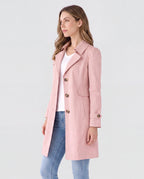 Women's Lightweight Lapel Collar Trench Coat with Button Front
