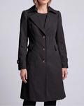 Women's Longline Single Breasted Trench Coat with Notch Collar