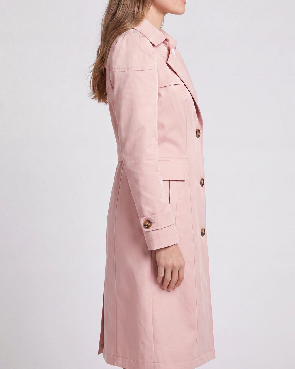 Women's Longline Single Breasted Trench Coat with Notch Collar