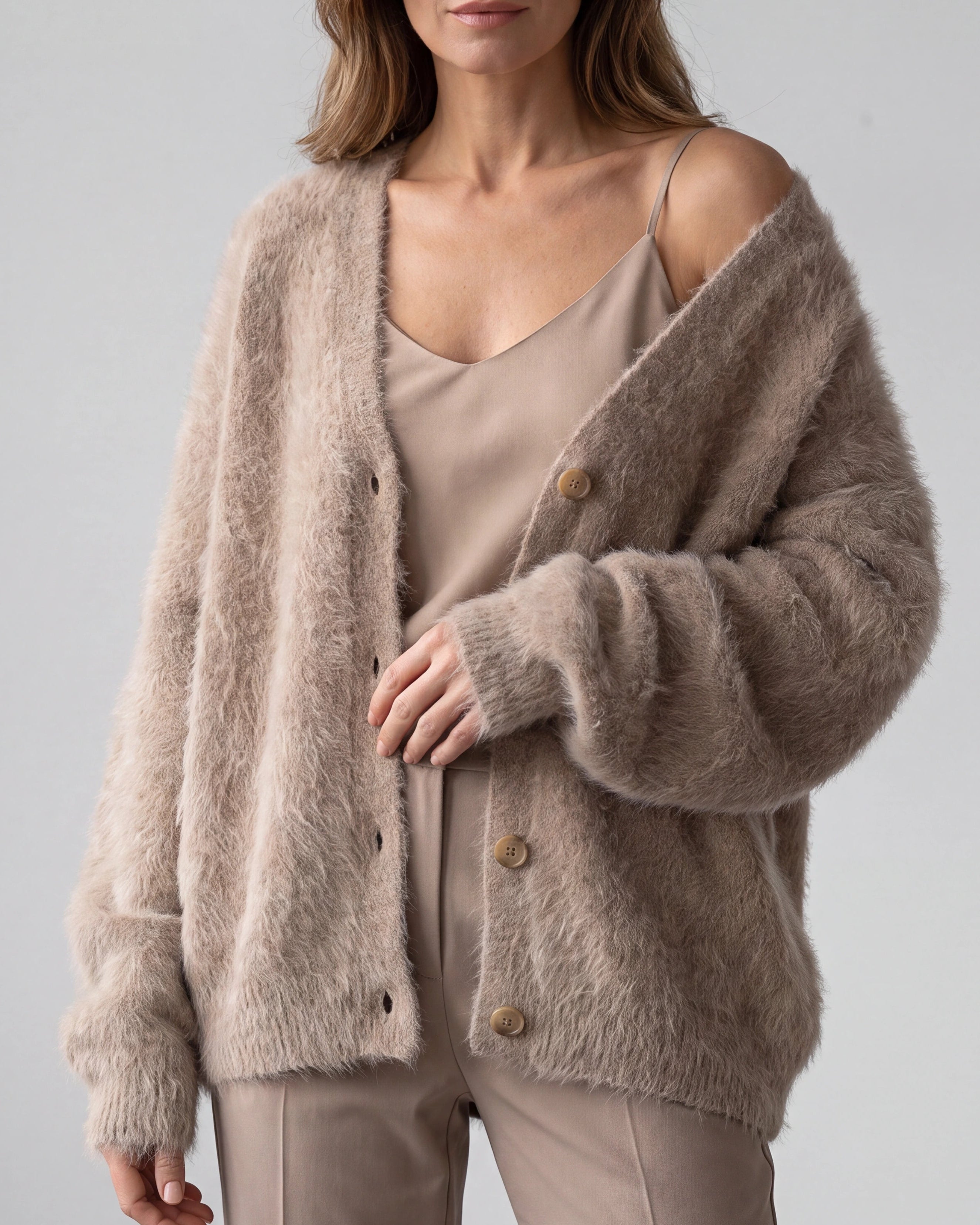 Women's Soft Knit Button Front Cardigan with Relaxed Longline Fit
