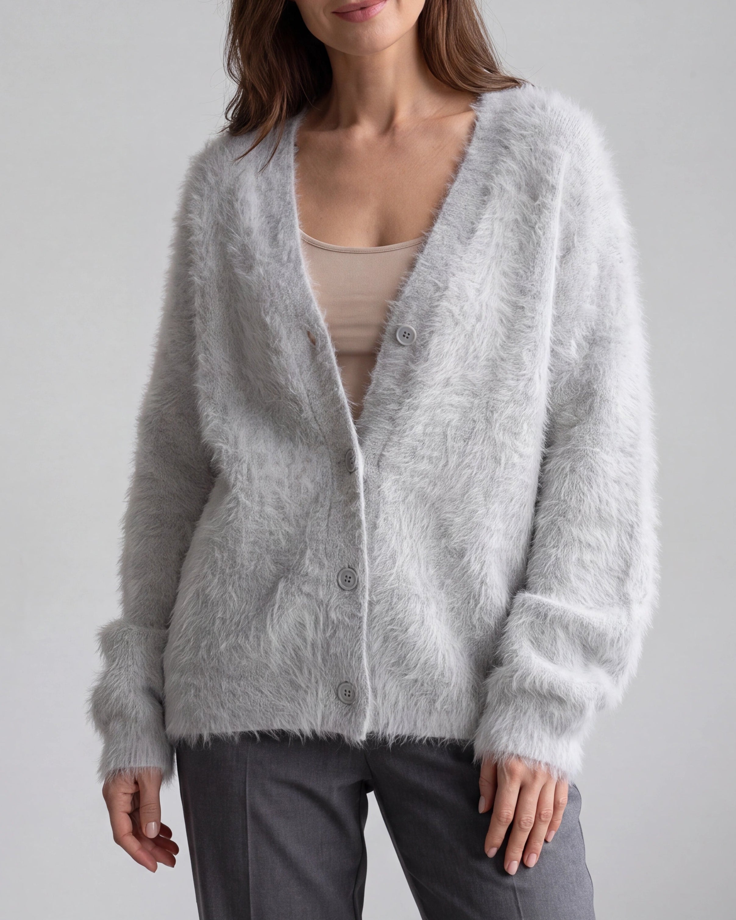 Women's Soft Knit Button Front Cardigan with Relaxed Longline Fit