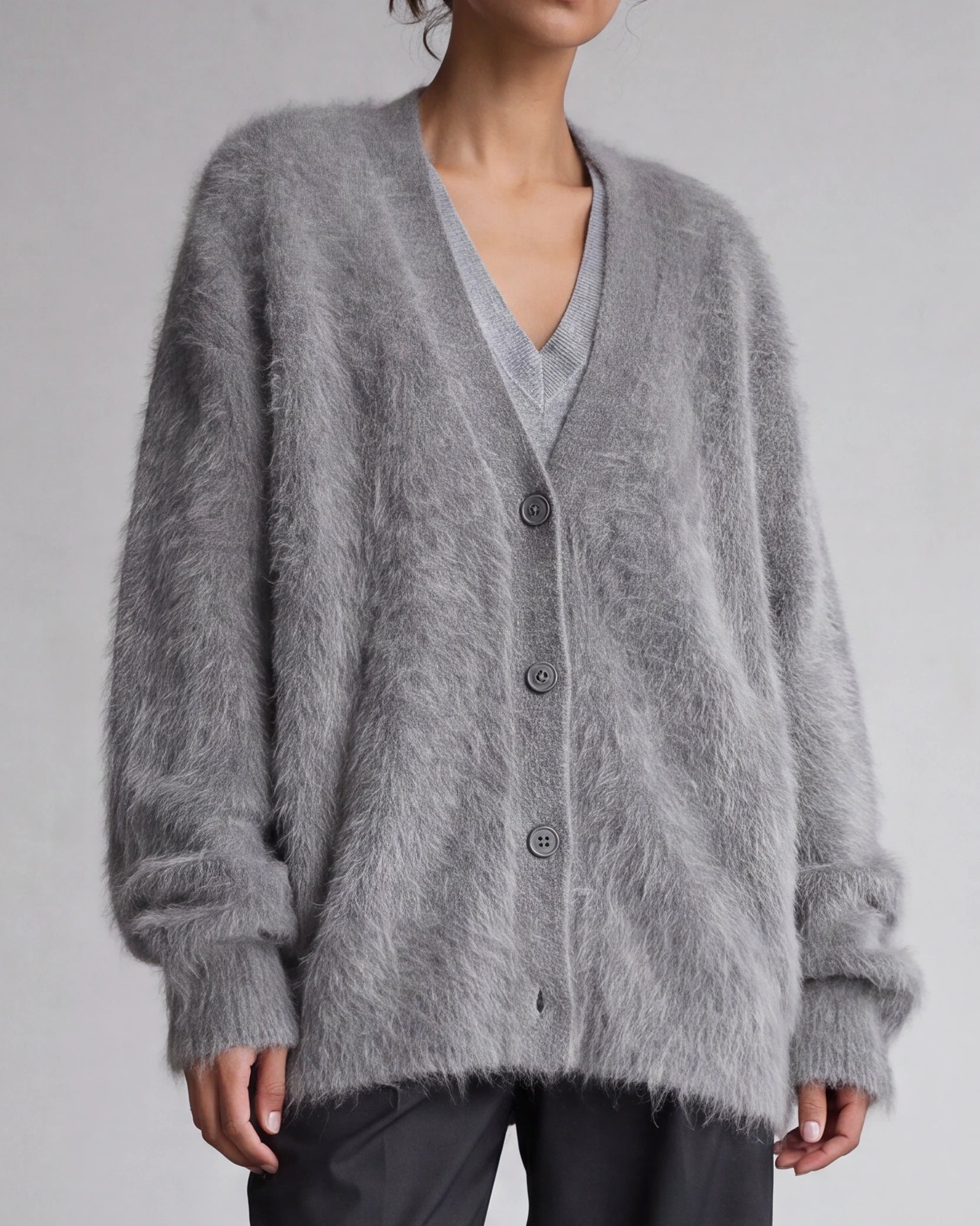 Women's Soft Knit Button Front Cardigan with Relaxed Longline Fit