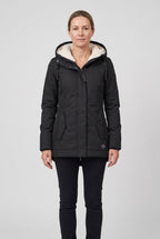 Women's Longline Padded Parka with Sherpa Lined Hood and Zip Front