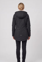 Women's Longline Padded Parka with Sherpa Lined Hood and Zip Front