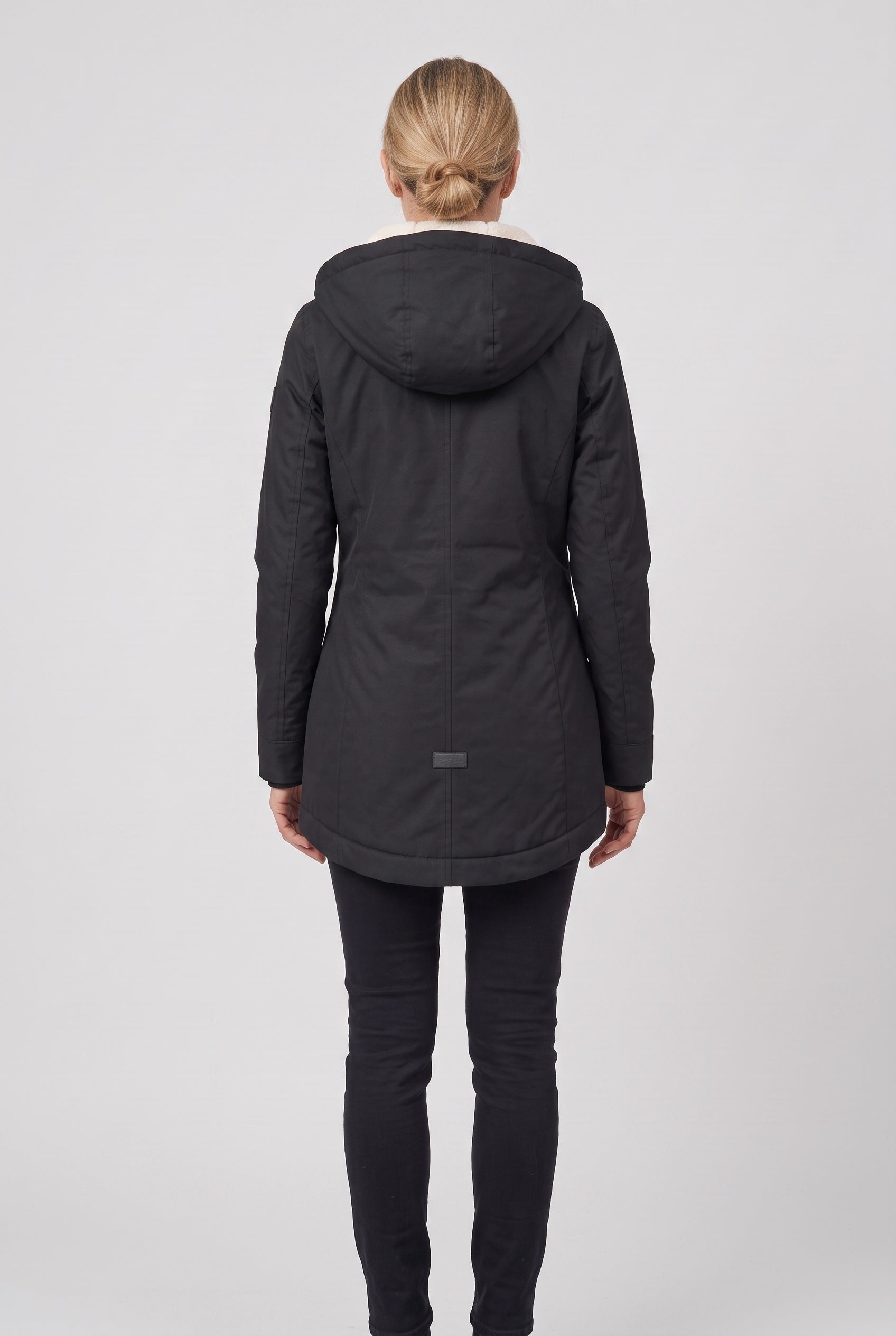 Women's Longline Padded Parka with Sherpa Lined Hood and Zip Front