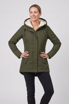 Women's Longline Padded Parka with Sherpa Lined Hood and Zip Front